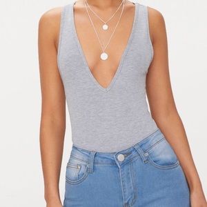 PrettyLittleThing Grey Bodysuit